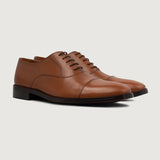 Professor Oxford Tan Leather Shoes For Men in Tan Full-Grain Leather - Lateral Side Profile View | Buy Online