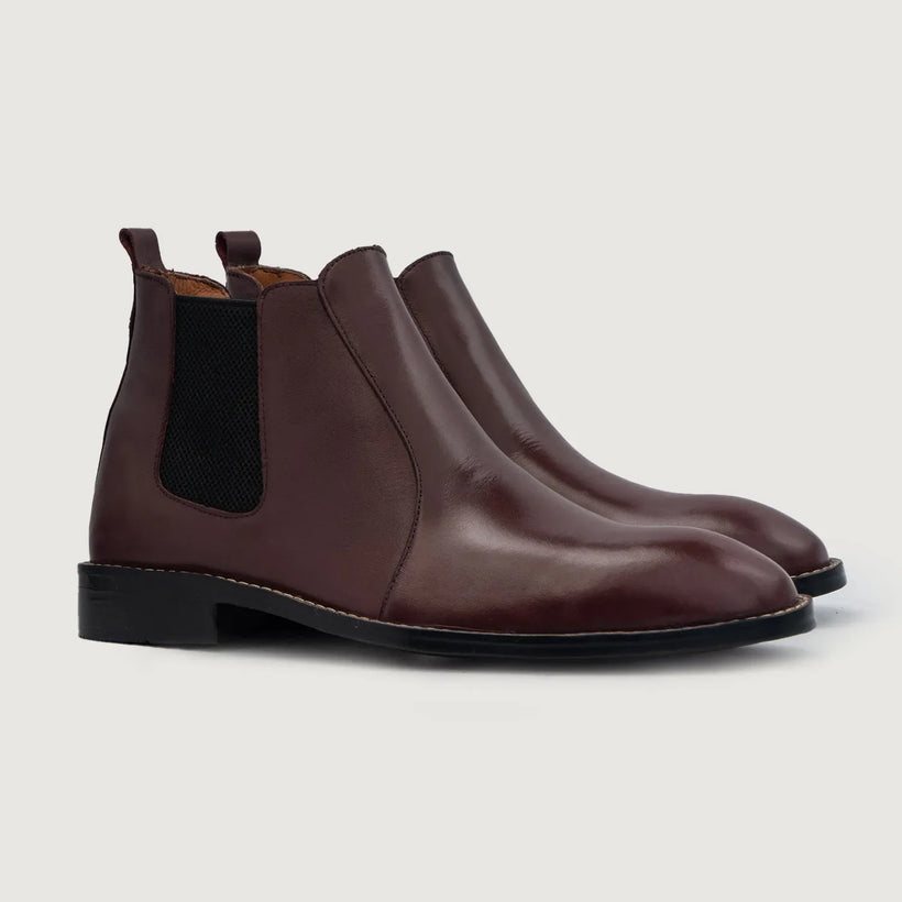 Clarkson Chelsea عنابي Leather Boots رجالي