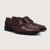 Dirk Brogues Derby Maroon Leather Shoes For Men in Maroon Full-Grain Leather - Lateral Side Profile View | Buy Online