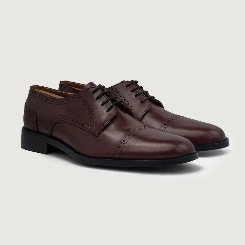 Dirk Brogues Derby عنابي Leather Shoes رجالي