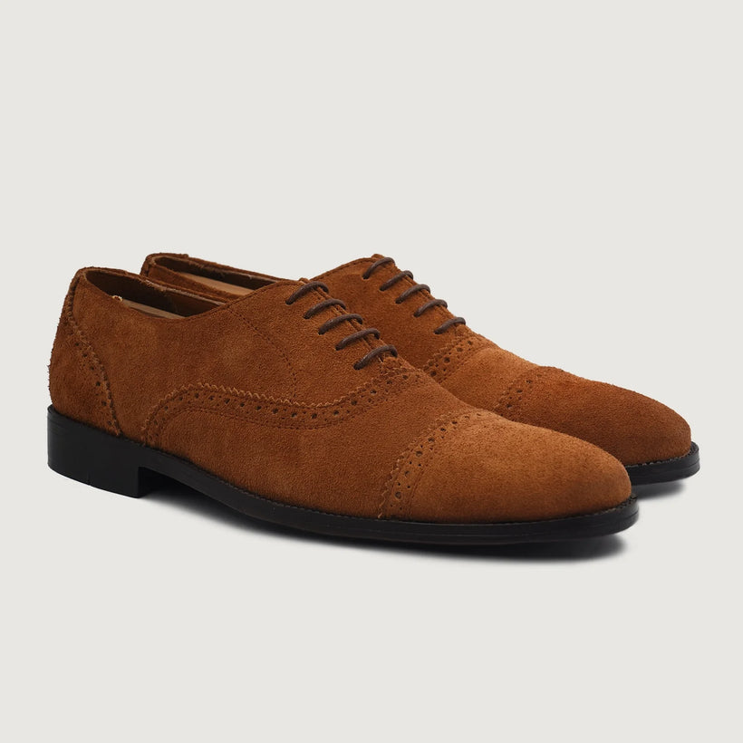 Greyson Brogues Oxford بني Suede أحذية جلدية كلاسيكية رجالي