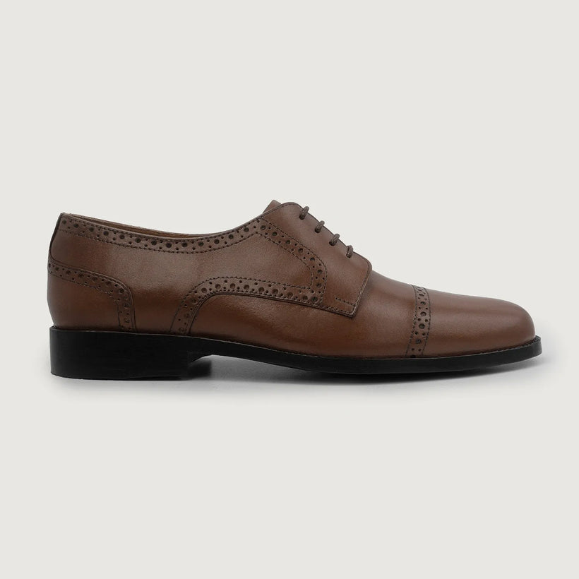 Dirk Brogues Derby بني Leather Shoes رجالي