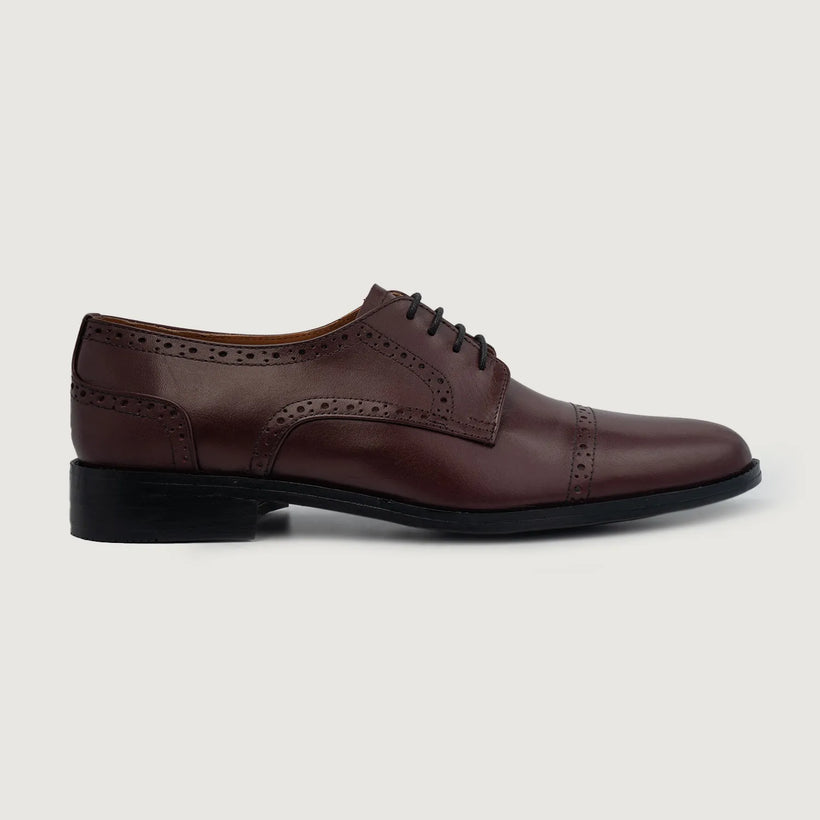 Dirk Brogues Derby عنابي Leather Shoes رجالي