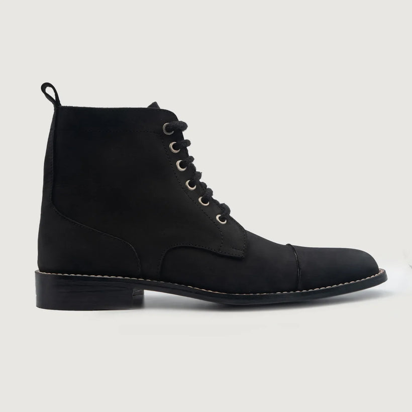 Knight Derby أسود Nubuck أحذية بوت جلدية رجالي