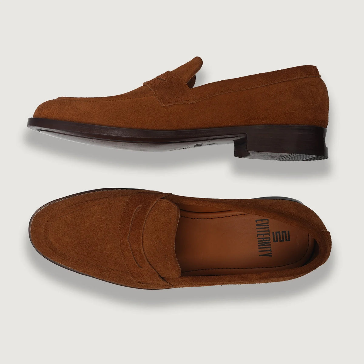 Baxton بني Suede أحذية لوفر جلدية بدون كعب رجالي For Men - دعامة الكعب المقواة وتفاصيل الخياطة المزدوجة الدقيقة