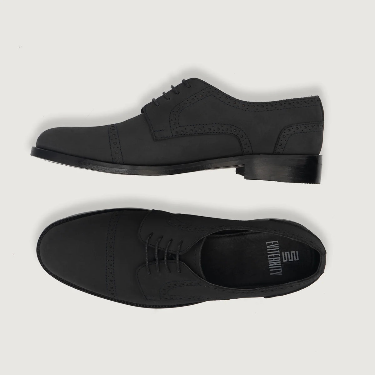 Dirk Brogues Derby أسود Nubuck أحذية جلدية كلاسيكية رجالي For Men - دعامة الكعب المقواة وتفاصيل الخياطة المزدوجة الدقيقة