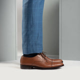 Professor Oxford Tan Leather Shoes For Men - Reinforced Heel Counter & Precision Double-Row Stitching Detail