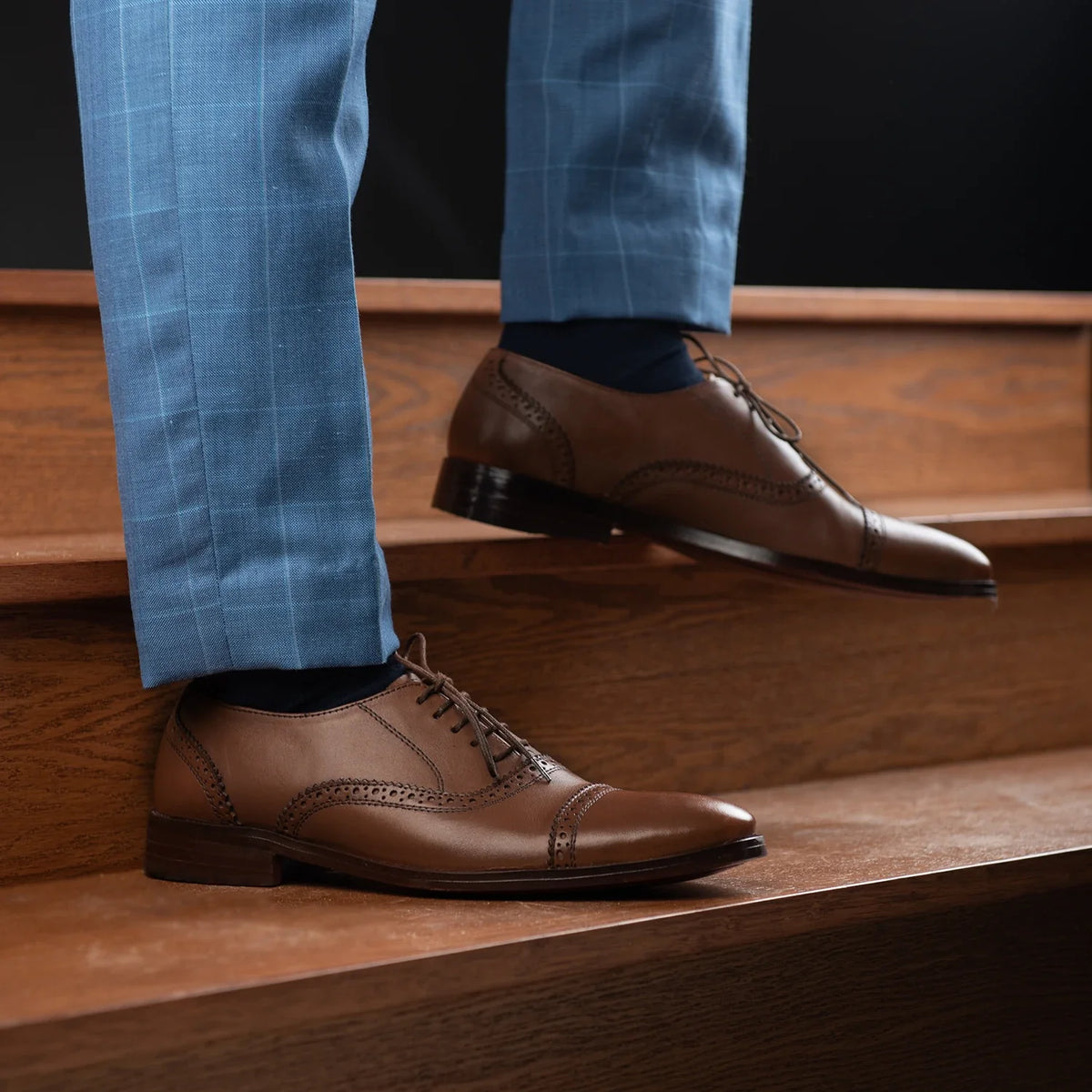 Orlaven Greyson Brogues Oxford بني أحذية جلدية كلاسيكية رجالي footwear image 9