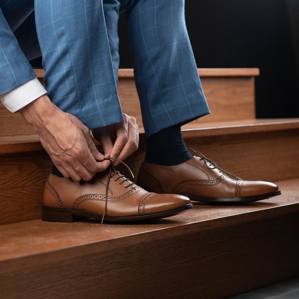 Orlaven Greyson Brogues Oxford بيج تان أحذية جلدية كلاسيكية رجالي footwear image 9