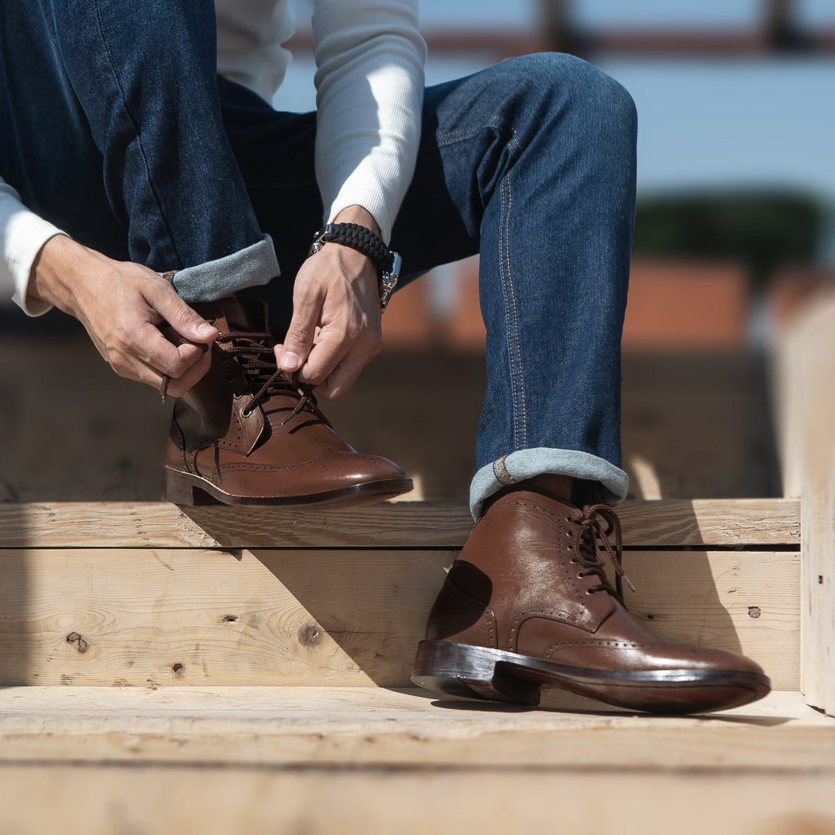 Orlaven Duster Brogues Derby بني أحذية بوت جلدية رجالي footwear image 9
