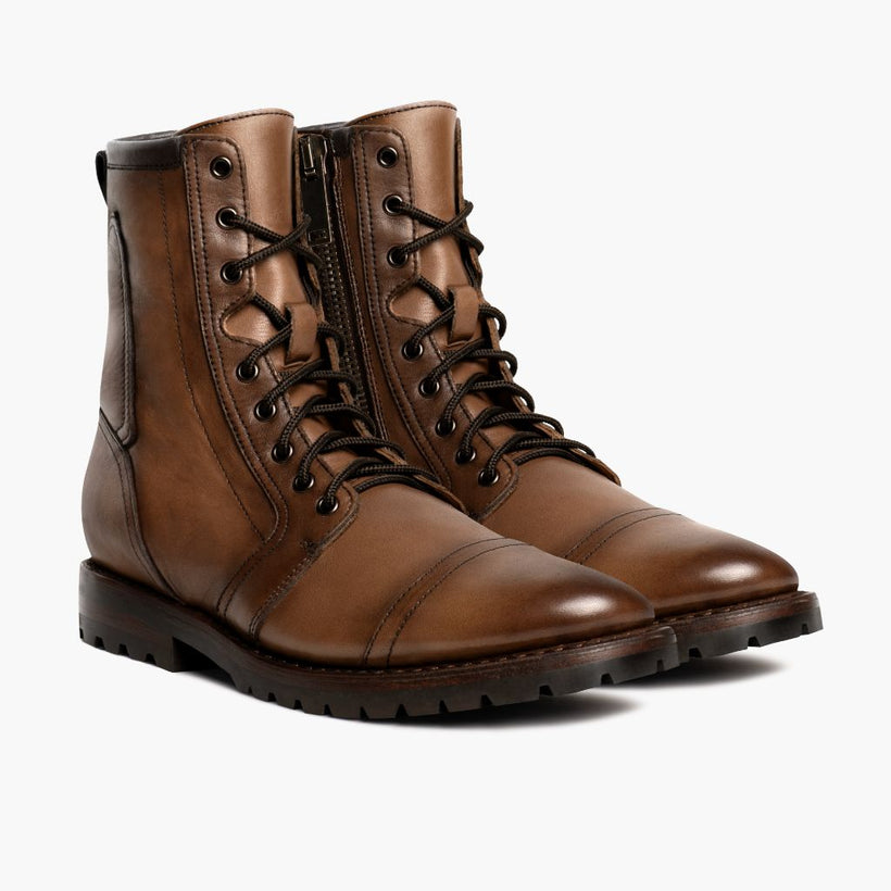 Casa Moto Amber Wheat Leather Boots رجالي