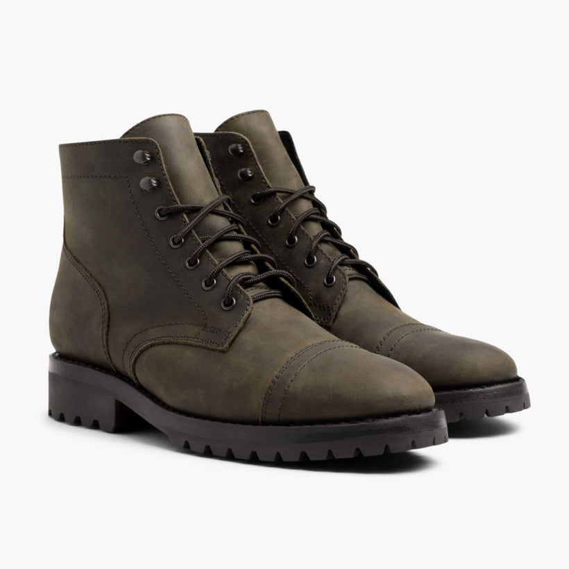 Captain StormKing® Dark Olive Matte Leather Boots رجالي