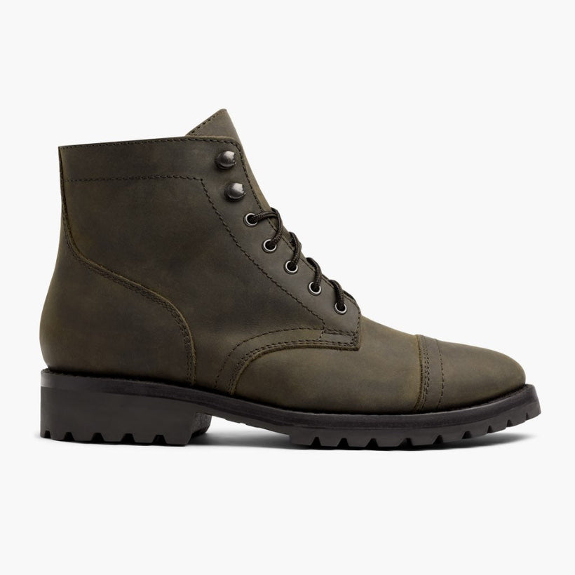 Captain StormKing® Dark Olive Matte Leather Boots رجالي