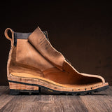 High-Traction Rubber Outsole & Lug Tread Pattern on Challenger Brown CXL Leather Boots