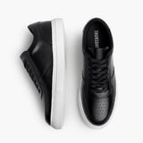 Court Black Leather Sneakers - Reinforced Heel Counter & Precision Double-Row Stitching Detail