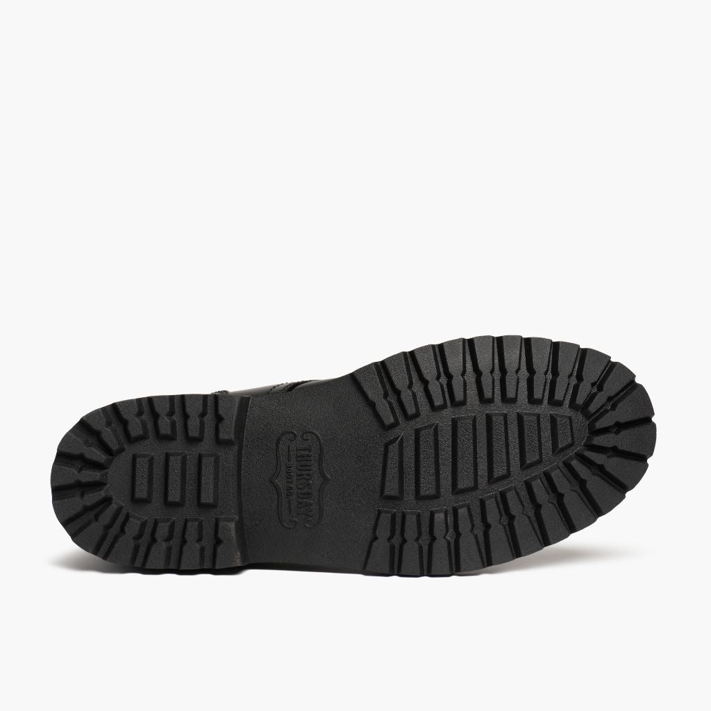 High-Traction Rubber Outsole & Lug Tread Pattern on Hero أسود أحذية بوت جلدية رجالي