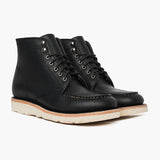 Diplomat Black Matte Leather Boots in Black Full-Grain Leather - Lateral Side Profile View | Buy Online