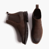 Duke Chocolate Suede Leather Boots - Reinforced Heel Counter & Precision Double-Row Stitching Detail