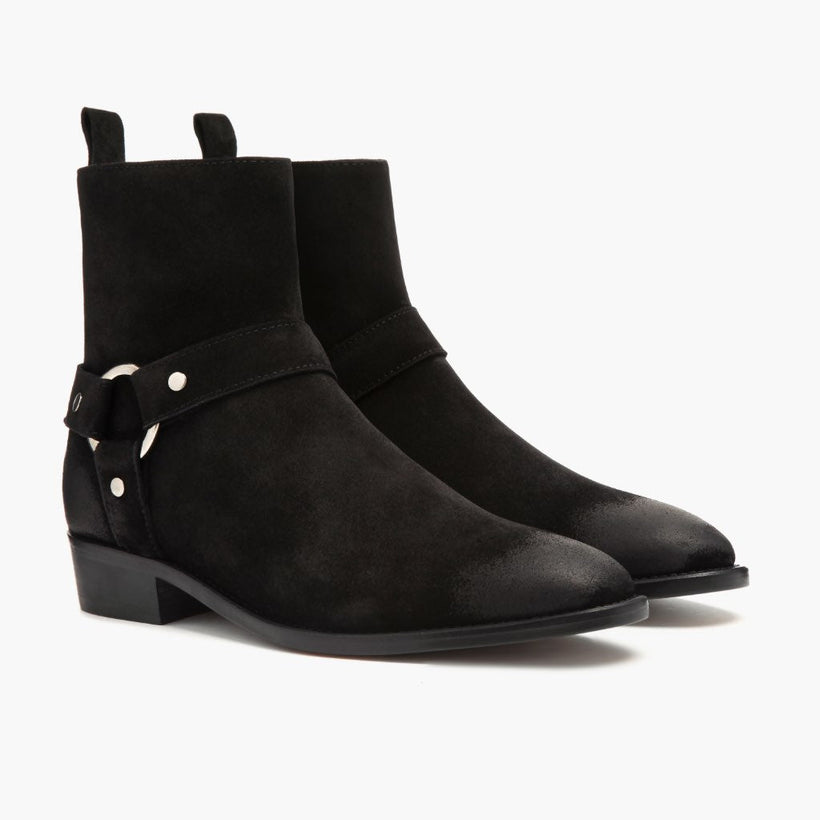 Harness أسود Suede أحذية بوت جلدية رجالي
