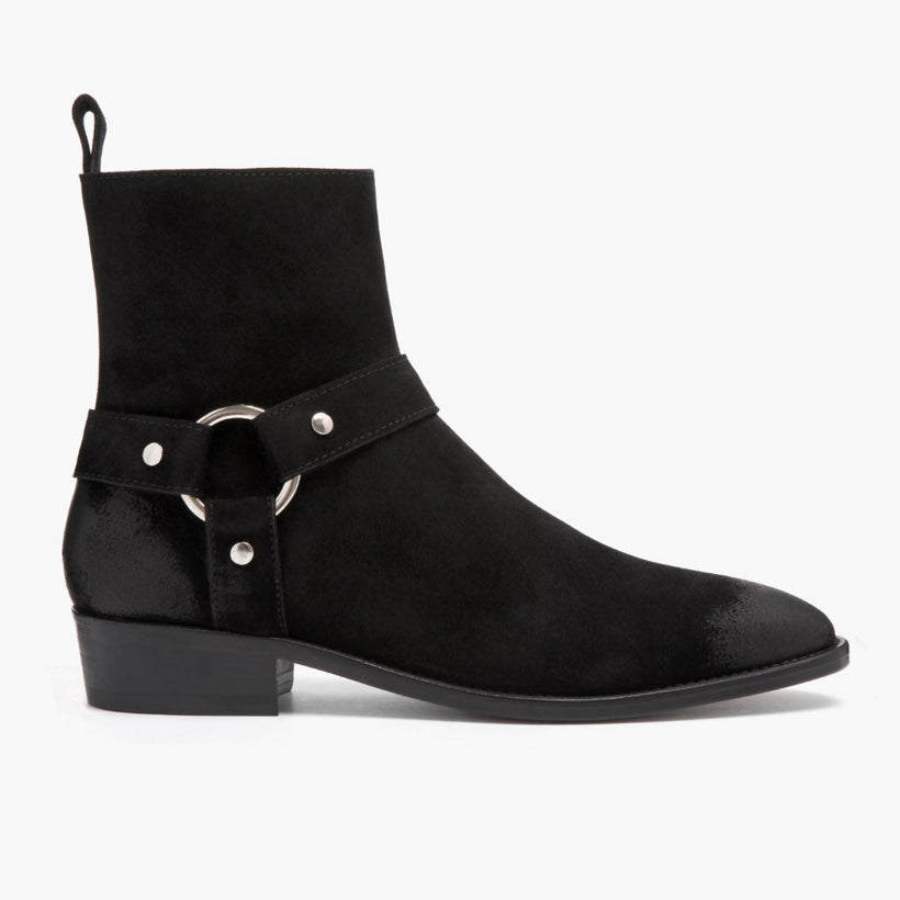 Harness أسود Suede أحذية بوت جلدية رجالي