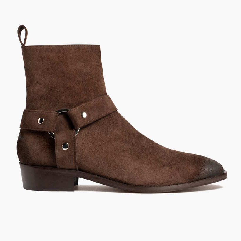Harness Dark بني Suede أحذية بوت جلدية رجالي
