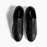 Premier Low Top Black Leather Sneakers For Men - Reinforced Heel Counter & Precision Double-Row Stitching Detail