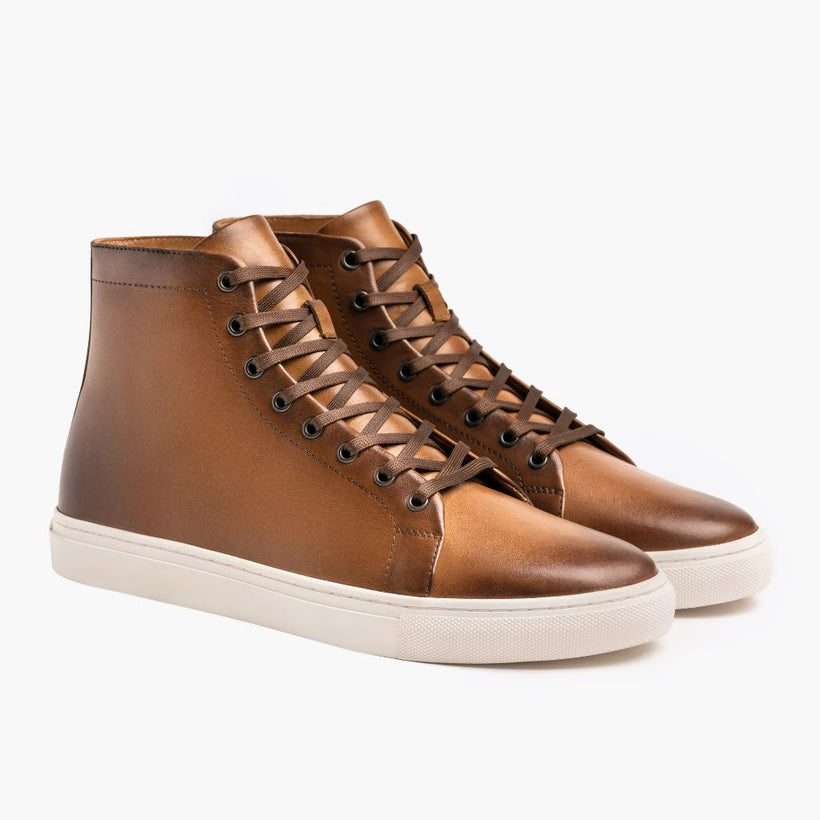 Premier High Top Toffee Leather Sneakers رجالي