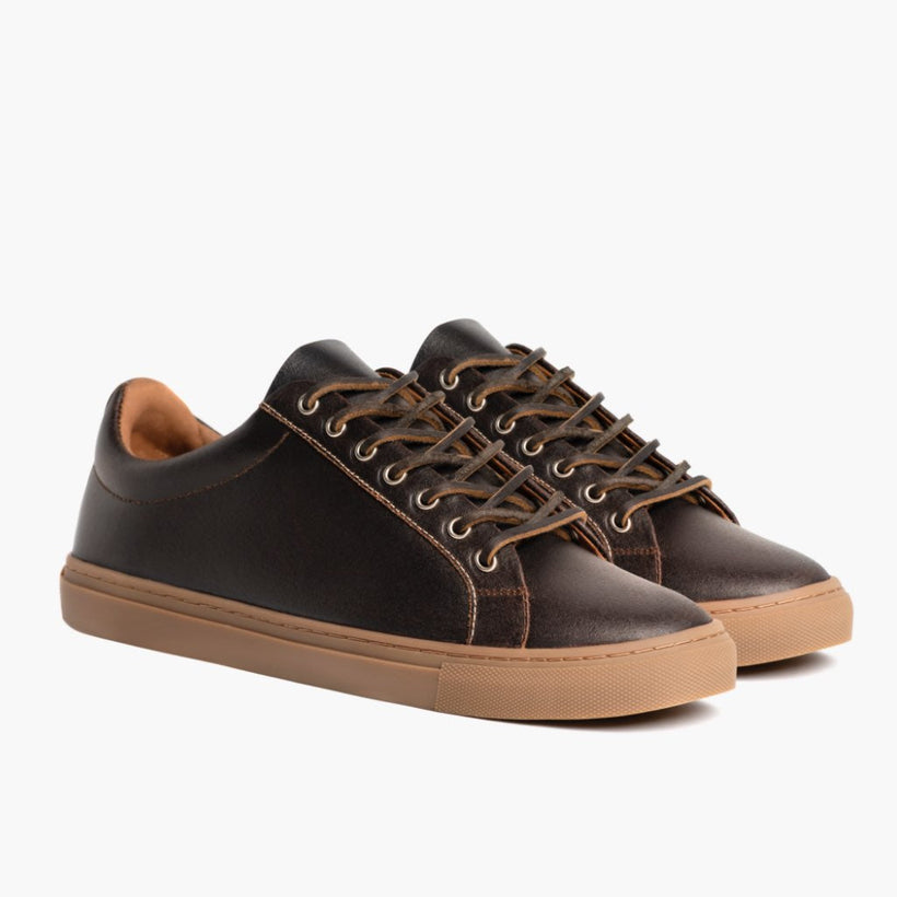 Premier Low Top Cacao Leather Sneakers رجالي