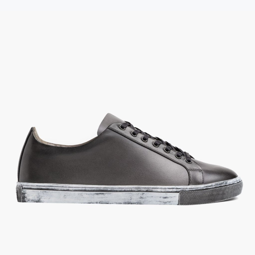 Premier Low Top Distressed Grey Leather Sneakers رجالي
