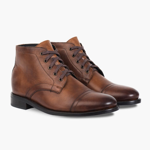 Cadet Walnut Leather Boots in Classic Full-Grain Leather - Lateral Side Profile View | Buy Online