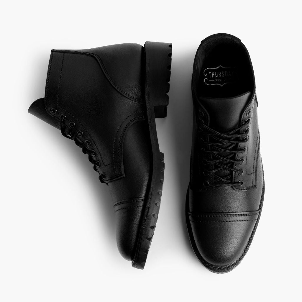 Vanguard أسود Waxed Roughout أحذية بوت جلدية رجالي For Men - دعامة الكعب المقواة وتفاصيل الخياطة المزدوجة الدقيقة