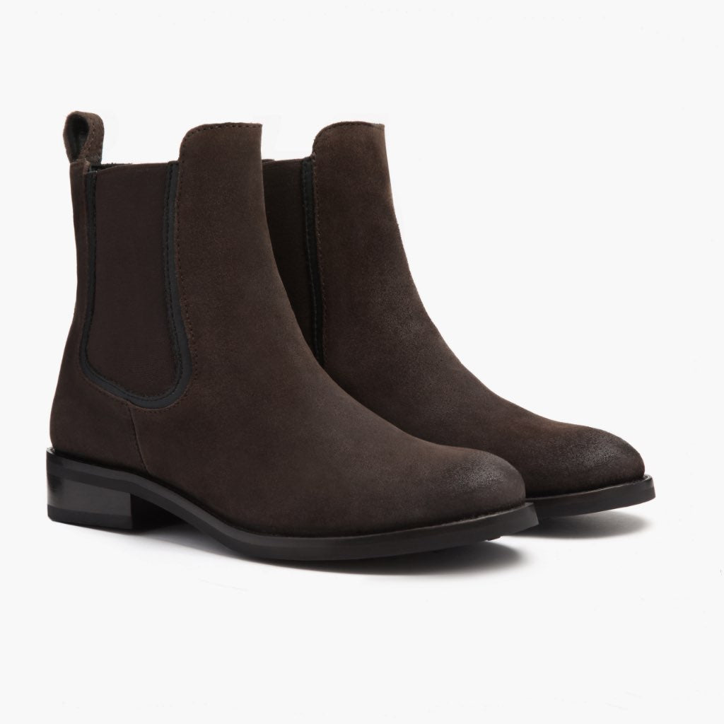 Dark Brown Goatskin Suede Leather Boots - بناء غوديير ويلت المتين وتفاصيل مقدمة الحذاء