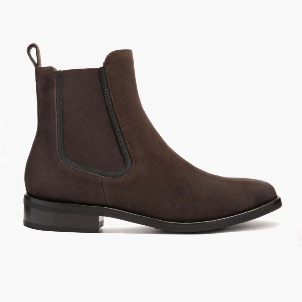 Duchess Dark بني Suede أحذية بوت جلدية نسائي in Dark Brown Goatskin Suede - عرض جانبي | شراء أونلاين عبر المتجر الرسمي