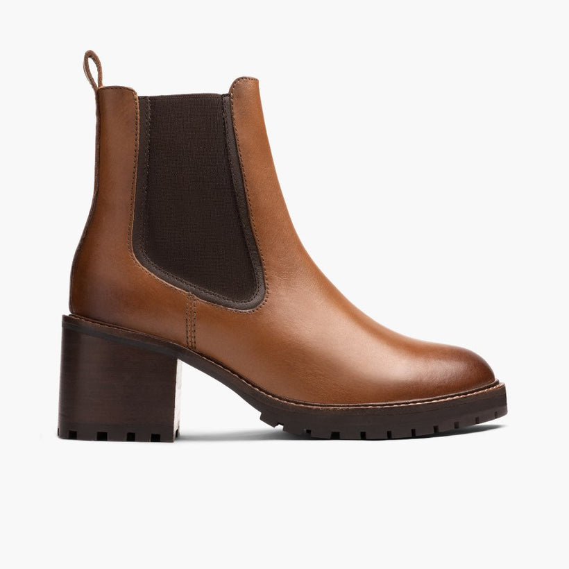 Knockout Toffee Leather Boots in Classic Full-Grain Leather - Lateral Side Profile View | Buy Online