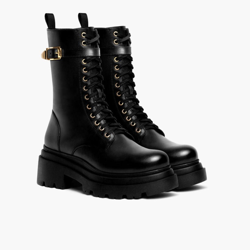 Fatale أسود & Gold Leather Boots نسائي