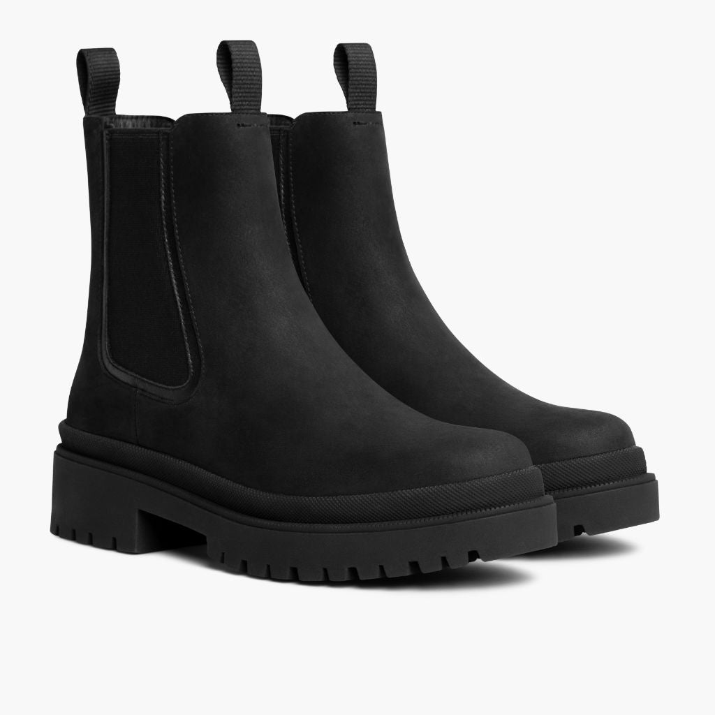 Black Full-Grain leather Boots - بناء غوديير ويلت المتين وتفاصيل مقدمة الحذاء