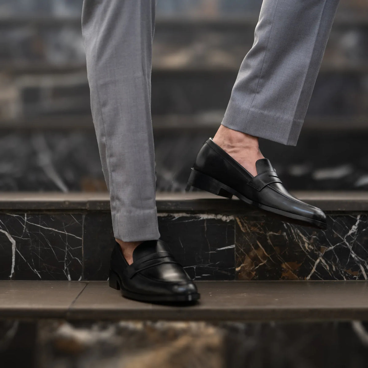 Orlaven Baxton أسود أحذية لوفر جلدية بدون كعب رجالي footwear image 10