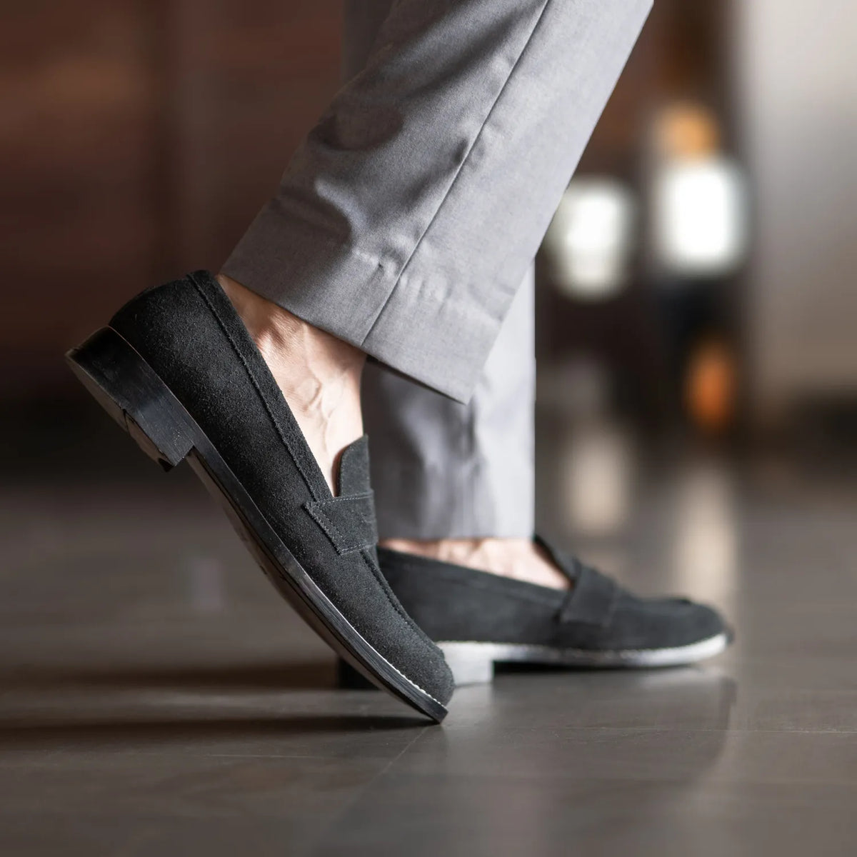 Orlaven Baxton أسود Suede أحذية لوفر جلدية بدون كعب رجالي footwear image 10