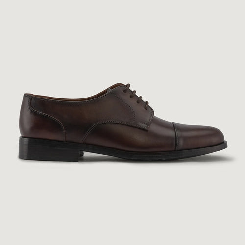 Burnished Brown Full-Grain leather Shoes - Goodyear Welt Construction & Front Toe Box Detail