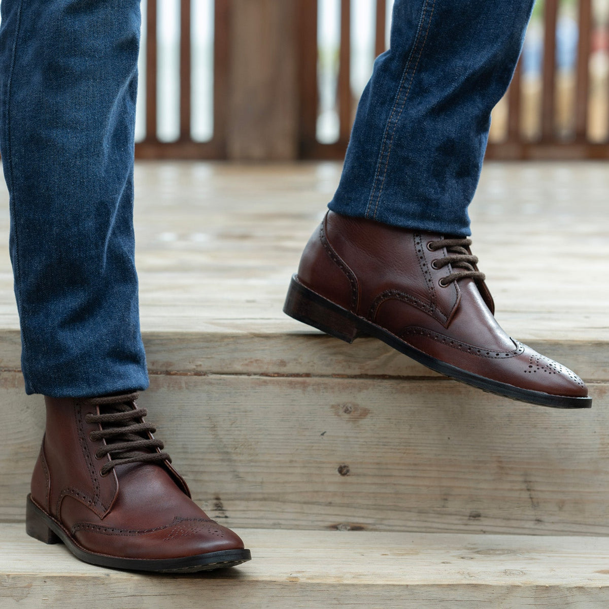 Orlaven Duster Brogues Derby بني Burnished أحذية بوت جلدية - StudGuard رجالي footwear image 9