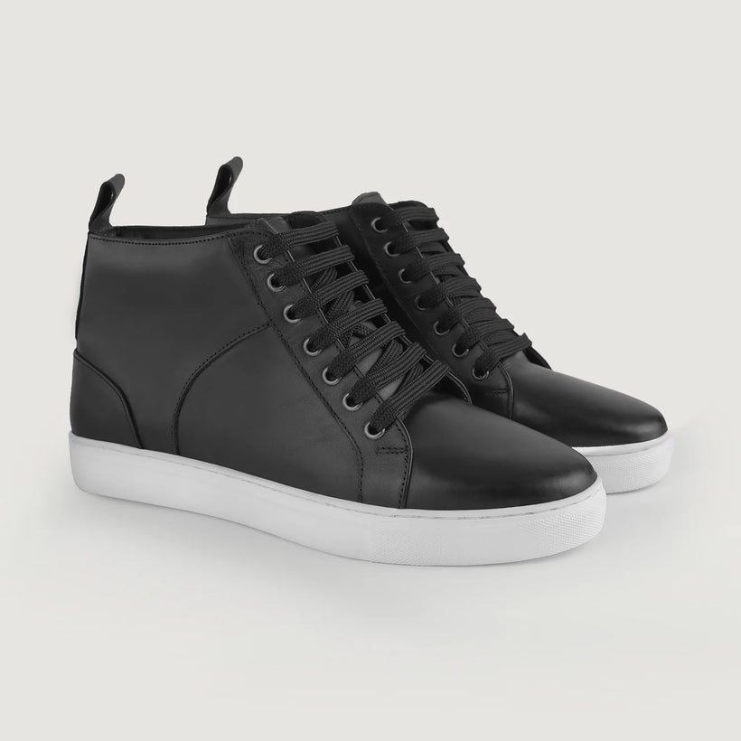 Marty High Top أسود سنيكرز جلدي كاجوال رجالي