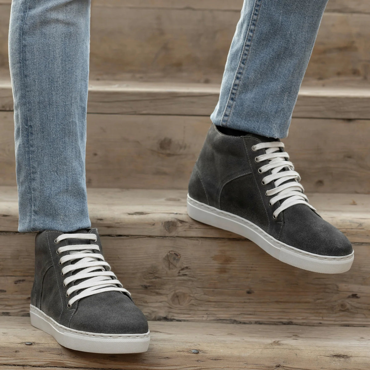 Orlaven Marty High Top Grey Suede سنيكرز جلدي كاجوال رجالي footwear image 9