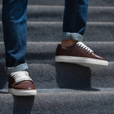 Murphy Low Top Maroon Leather Sneakers - Reinforced Heel Counter & Precision Double-Row Stitching Detail