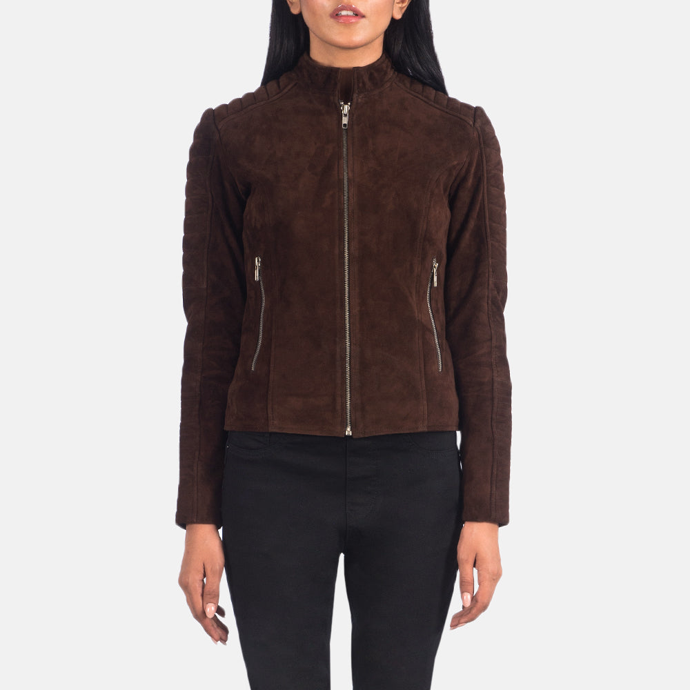 
Adalyn مبطن ومحاك Mocha Suede جاكيت بايكر جلد طبيعي نسائي - عرض أمامي وقَصّة مفصلة أنيقة | شراء أونلاين عبر المتجر الرسمي