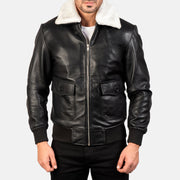 
تفاصيل مقربة of Shirt with Removable Fur & Zipper Hardware on Airin G-1 Black & White Leather Bomber Jacket