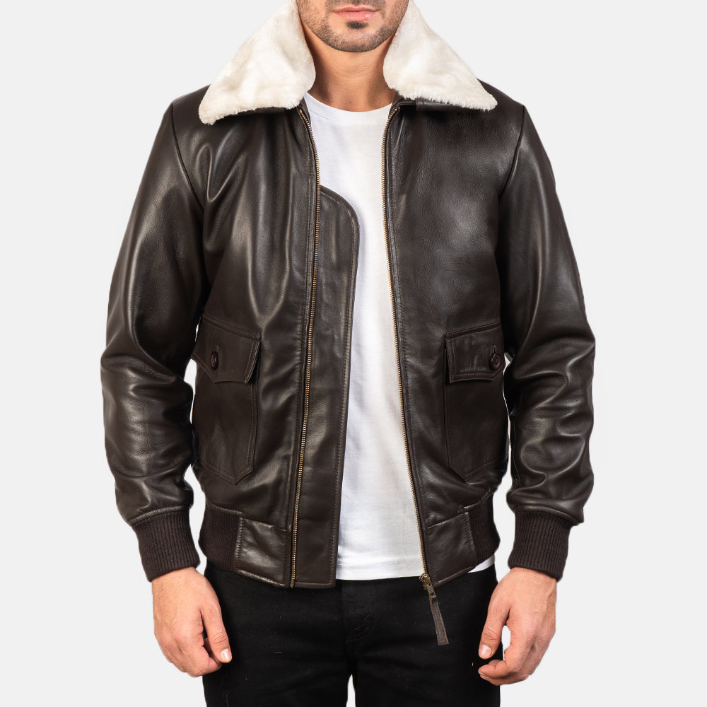 
Airin G-1 بني جاكيت بومبر جلد رجالي in Brown Sheepskin Leather - عرض أمامي وقَصّة مفصلة أنيقة | شراء أونلاين عبر المتجر الرسمي