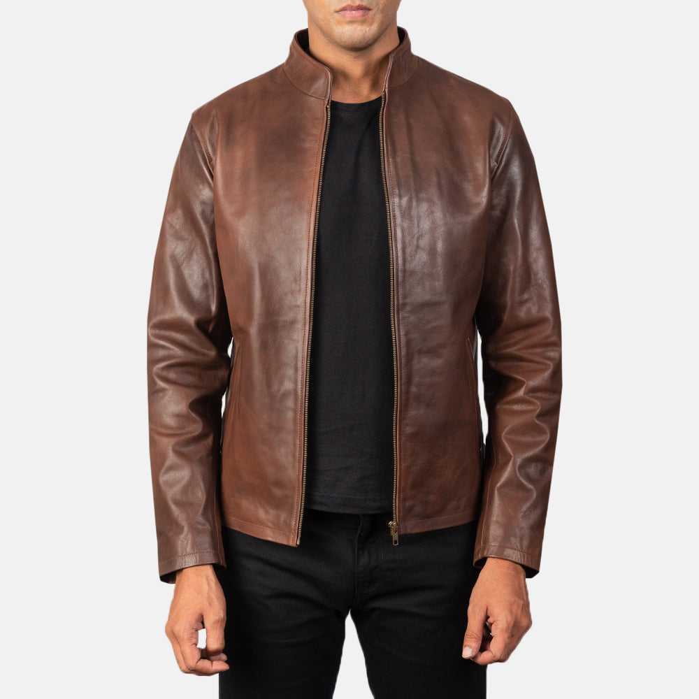 Alex جاكيت بايكر جلد رجالي – alternate product view 1
