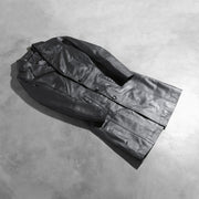 
Open Hem & Hem Craftsmanship Construction Detail on Alexis أسود Single Breasted معطف جلد فاخر نسائي