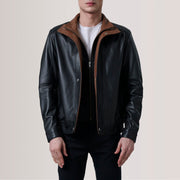 
Alfred Brown Leather Bomber Jacket For Men in Brown Sheepskin Leather - عرض أمامي وقَصّة مفصلة أنيقة | شراء أونلاين عبر المتجر الرسمي