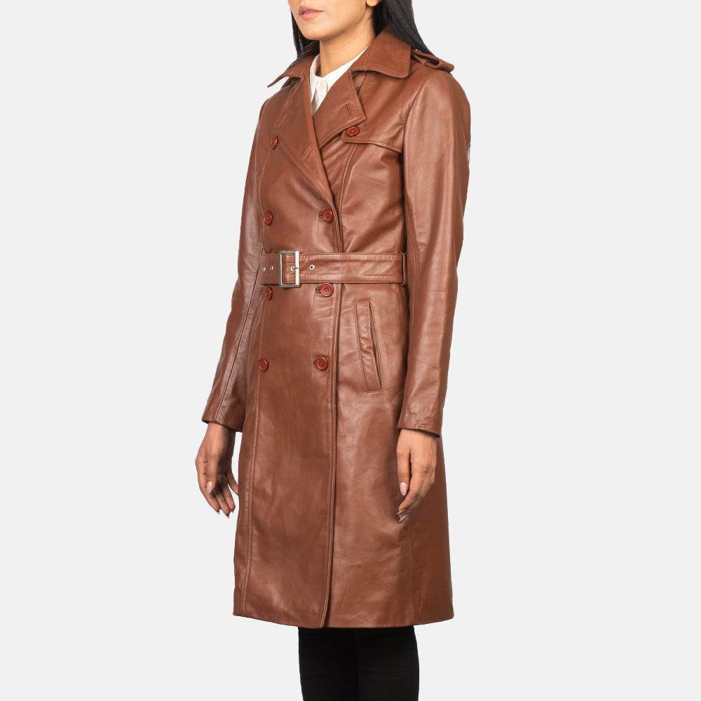 Black Cowhide leather Coat - Back View Showing Tailored Shoulder Fit &amp; Clean Hemline